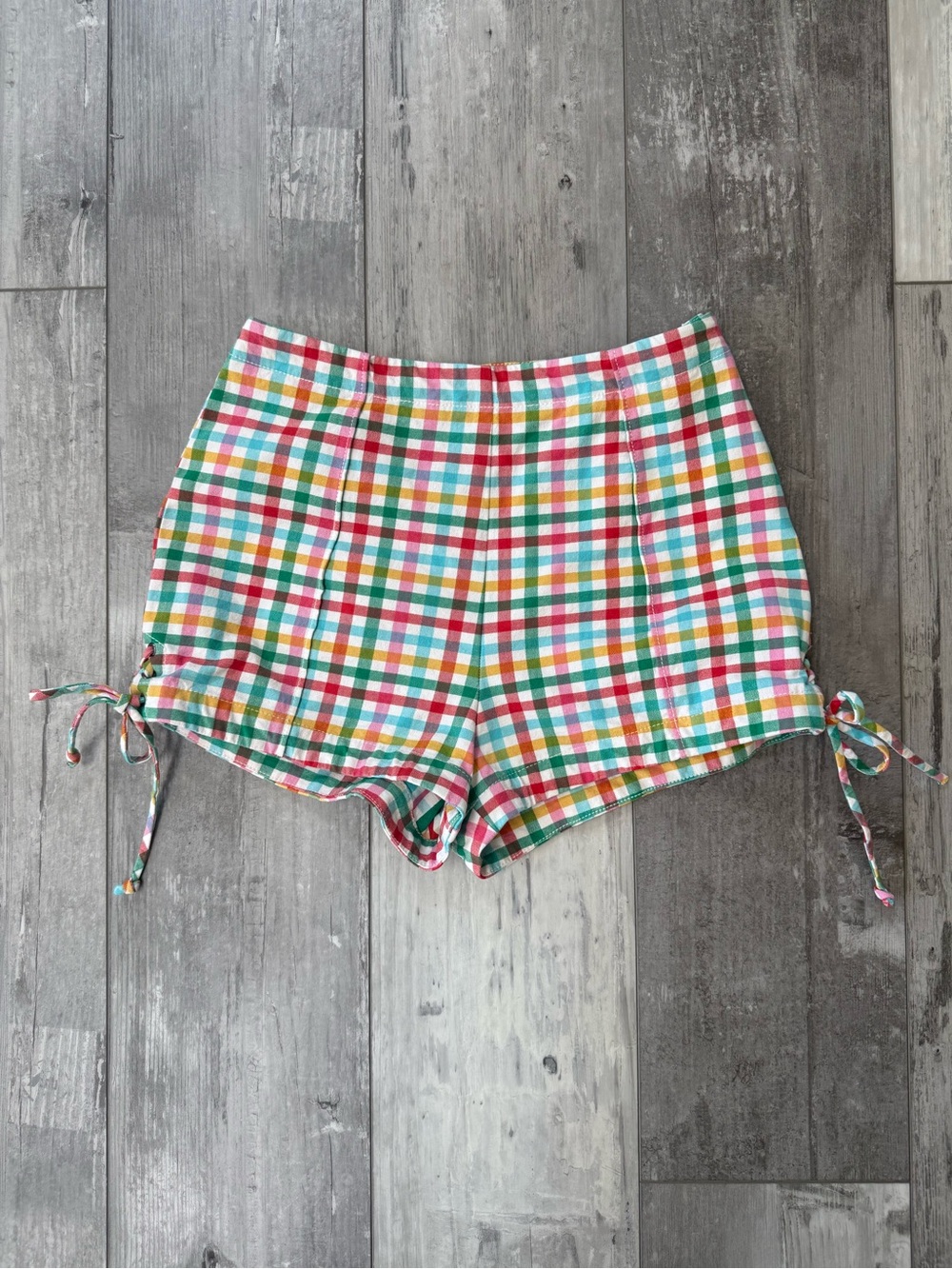 Maeve Multicolor Gingham High Waist Shorts